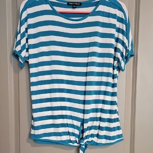 Cable & Gauge Small Bright Blue Striped Short Sleeve Shirt